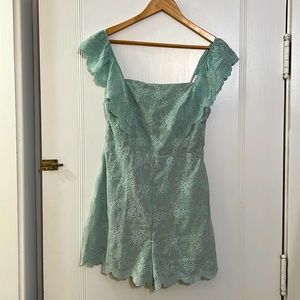 Brand New Adorable lace mini Romper in mint green color size L by LUSH